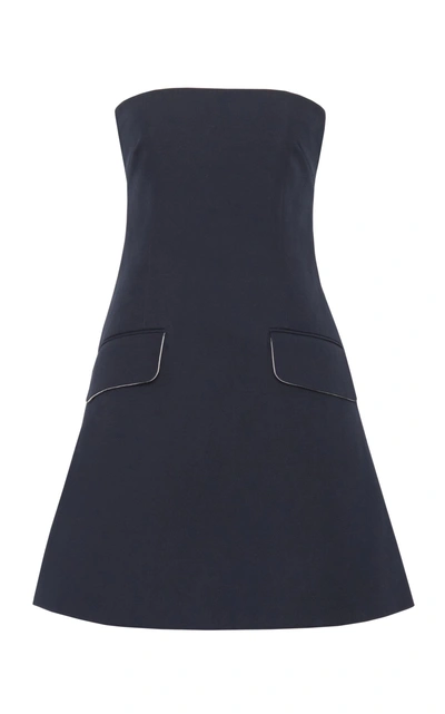 Shop Marina Moscone Cotton Blend Bustier Tabard In Navy