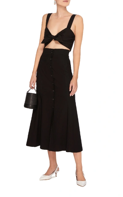 Shop A.l.c Amelie High Waist Button Front Midi Skirt In Black