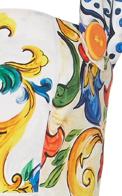 Shop Dolce & Gabbana Maiolica Tie Strap Tank Midi Dress In Print