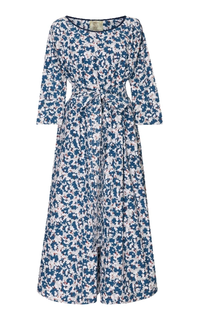 Shop Yvonne S Belted Printed Stretch-cotton Midi Dress In Floral