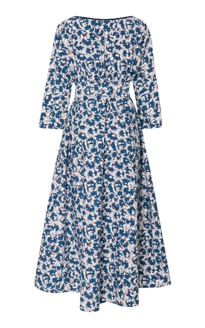 Shop Yvonne S Belted Printed Stretch-cotton Midi Dress In Floral