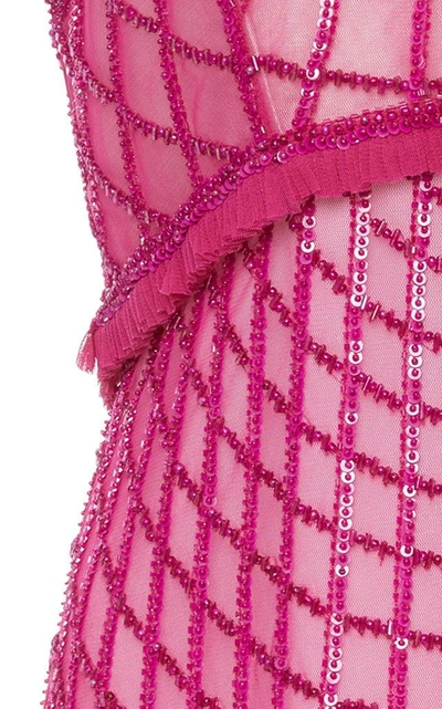 Shop Joanna Mastroianni Racer Hand Beaded Dress In Pink