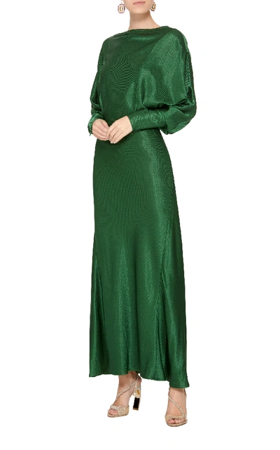 Shop Victoria Beckham Open Back Drape Sleeve Dress In Green