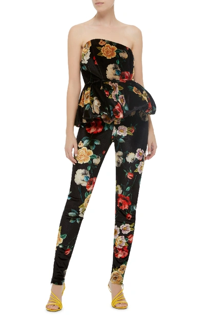 Shop Attico Printed Velvet Bustier Top In Floral