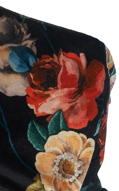 Shop Attico Printed Velvet Bustier Top In Floral