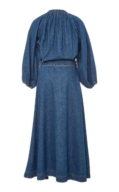 Shop Co Denim Tie Midi Dress In Blue