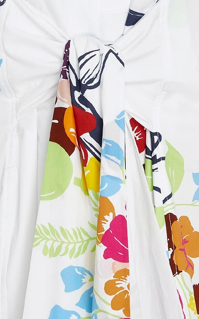 Shop Loewe Asymmetrical Tie Front Shirtdress In Print