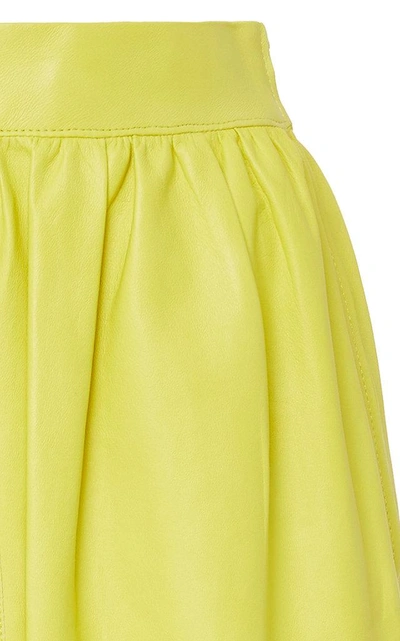 Shop Cyclas Leather Midi Skirt In Yellow