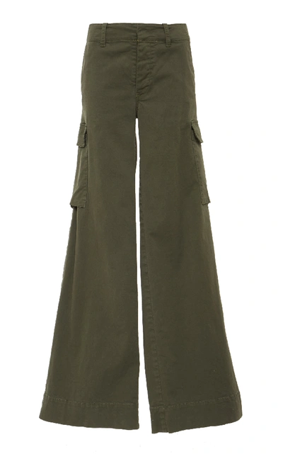 Shop Nili Lotan Harrow Stretch-cotton Twill Wide-leg Pants In Green