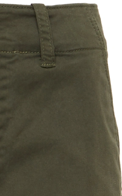 Shop Nili Lotan Harrow Stretch-cotton Twill Wide-leg Pants In Green