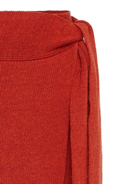 Shop Mara Hoffman Azalea Knit High-waisted Midi Skirt In Red
