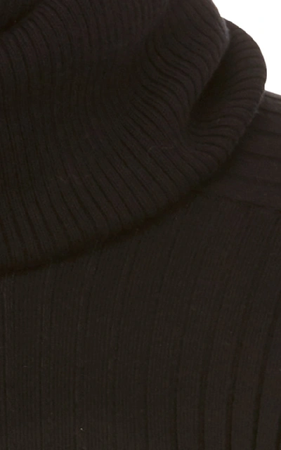 Shop Courrèges Ribbed Cotton And Cashmere-blend Turtleneck Sweater In Black