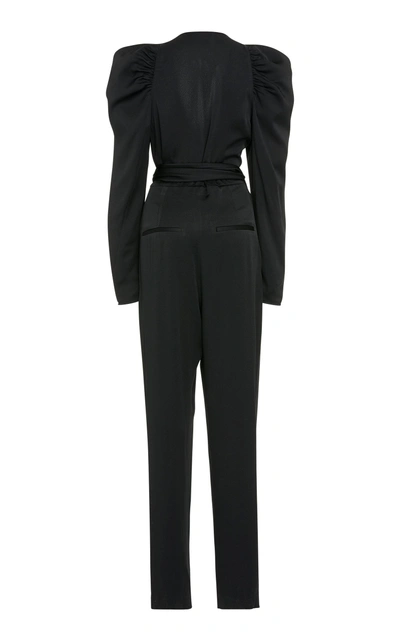 Shop A.l.c Christian Puff Sleeve Crepe De Chine Jumpsuit In Black