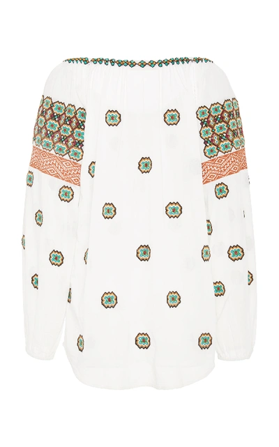 Shop Figue Peia Tasseled Printed Cotton Top In White