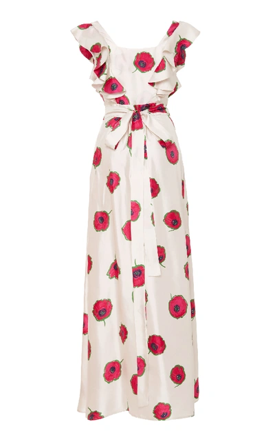 Shop La Doublej Ruffled Wrap-effect Floral-print Silk Dress