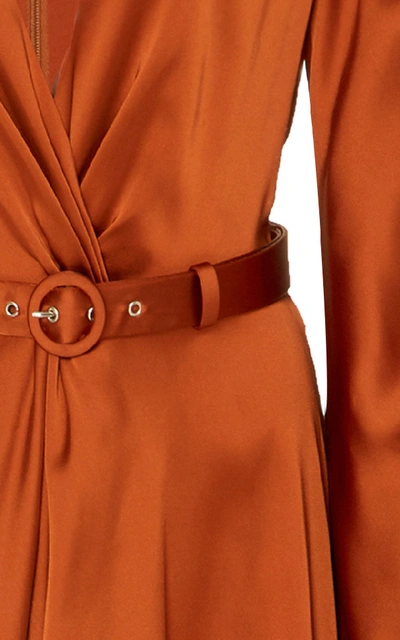 Shop Jonathan Simkhai Fluid Satin Keyhole Midi Dress In Orange
