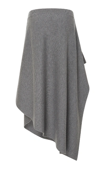 Shop Jw Anderson Asymmetric Merino Wool Midi Skirt In Grey