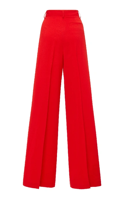 Shop Msgm Two-tone Crepe Wide-leg Pants In Red