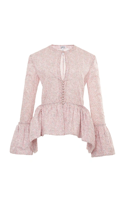 Shop Loewe Liberty Peplum Blouse In Pink