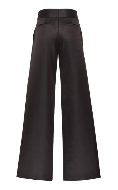 Shop Marina Moscone Wool Silk Wide Leg Trousers In Black