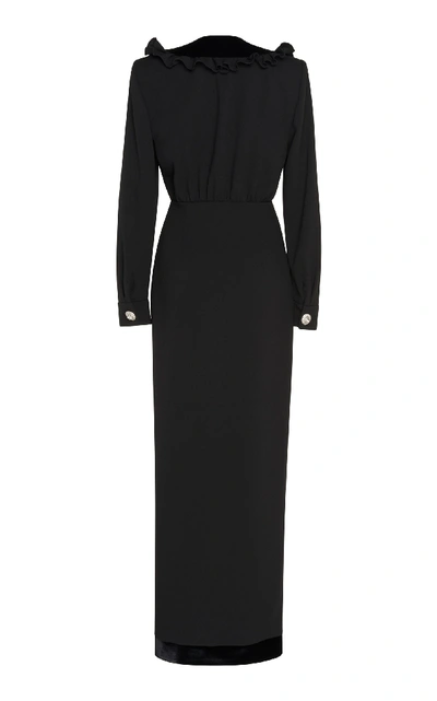 Shop Alessandra Rich Crepe Wool Dress In Black