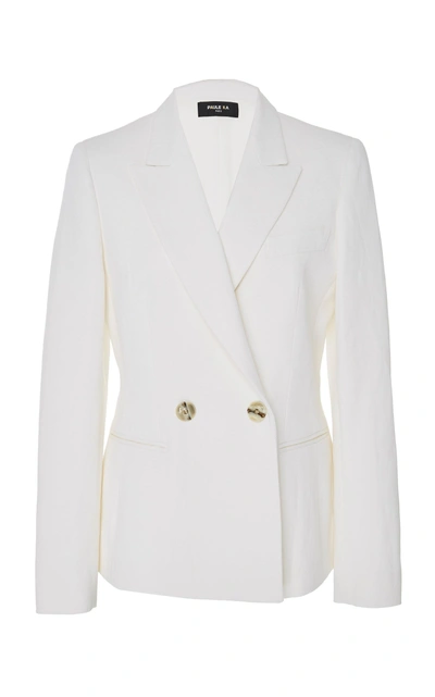 Shop Paule Ka Cotton Canvas Blazer In White