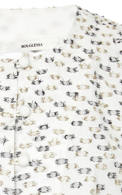 Shop Bouguessa Ruffle Crepe And Chiffon Shirt In White