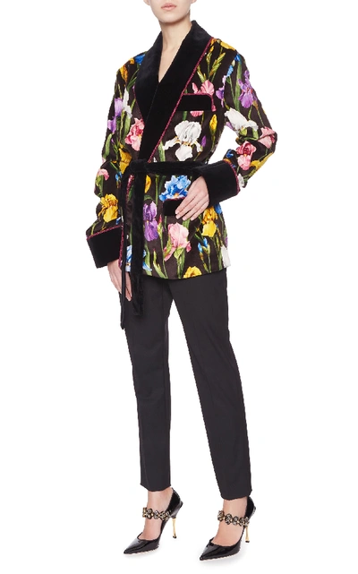 Shop Dolce & Gabbana Floral-print Velvet Jacket 