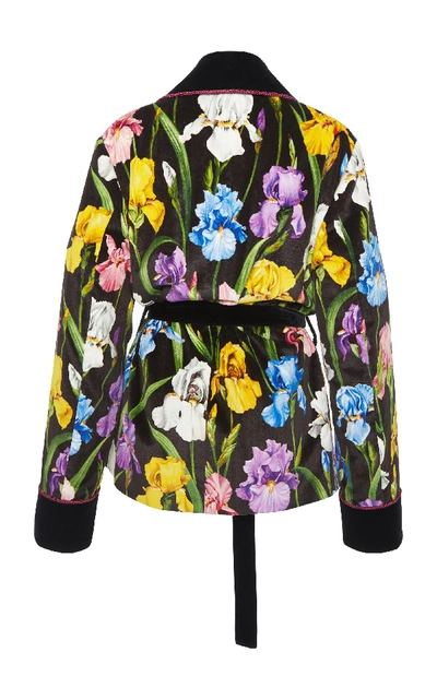 Shop Dolce & Gabbana Floral-print Velvet Jacket 