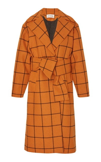 Shop Self-portrait Belted Check Overcoat In Plaid