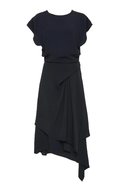 Shop Yeon M'o Exclusive Terpsichore Asymmetric Crepe Dress In Navy