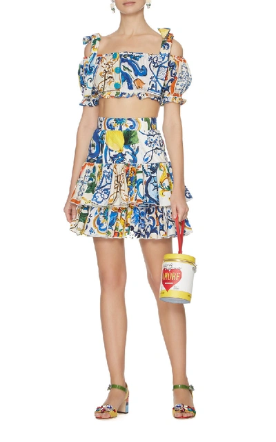 Shop Dolce & Gabbana Maiolica-print Tiered Mini Skirt