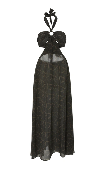 Shop Zeynep Arcay Bustier Printed Silk Dress In Black