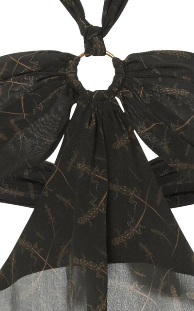 Shop Zeynep Arcay Bustier Printed Silk Dress In Black