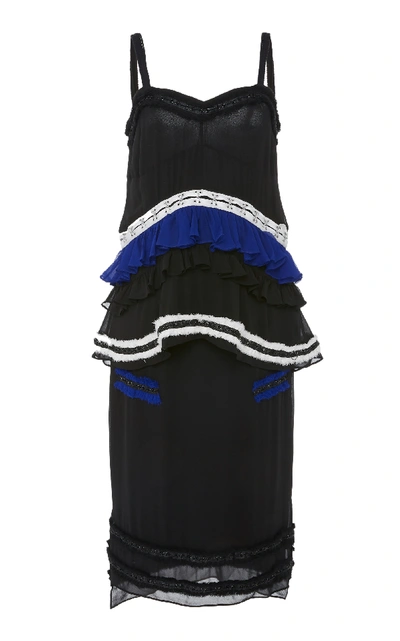 Shop Proenza Schouler Ruffled Silk-chiffon Dress In Black