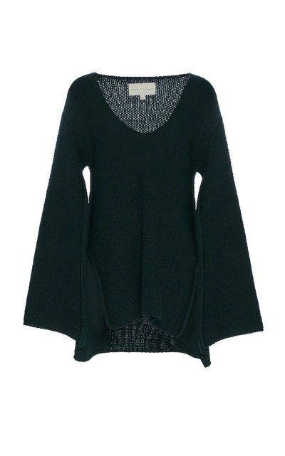 Shop Arje The Milos Cashmere Wool And Silk-blend Sweater In Green
