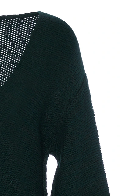 Shop Arje The Milos Cashmere Wool And Silk-blend Sweater In Green