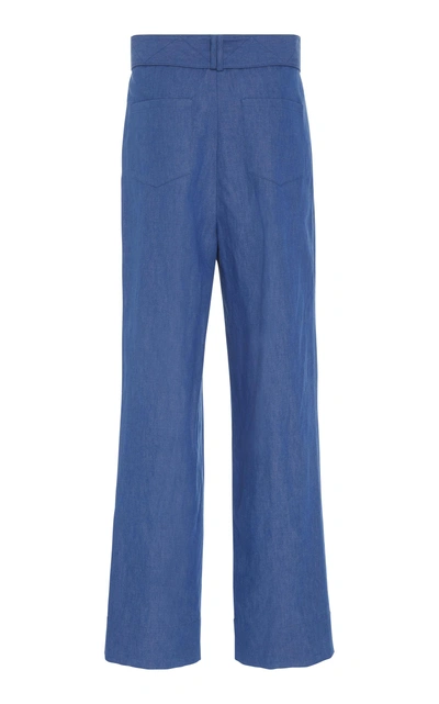 Shop Arias Belted Wide-leg Pant In Blue