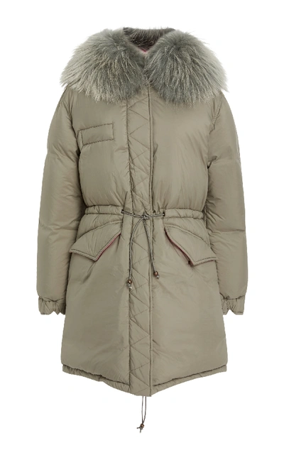 Shop Mr & Mrs Italy Fur-trimmed Quilted Shell Coat In Grey