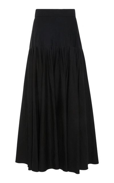 Shop Arias Cotton Blend Maxi Skirt In Black