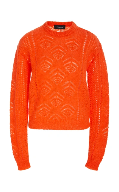 Shop Rochas Scarf Neck Chunky-knit Sweater In Orange