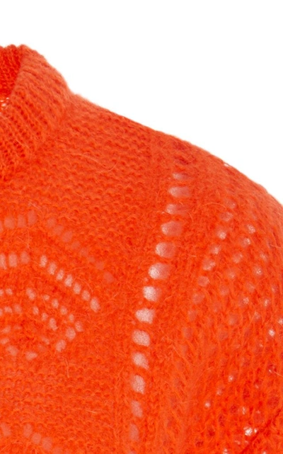 Shop Rochas Scarf Neck Chunky-knit Sweater In Orange