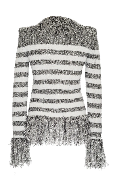 Shop Balmain Striped Knit Jacket