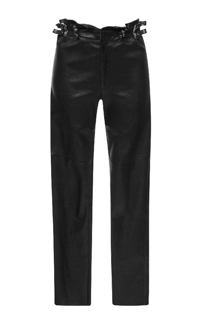 Shop Isabel Marant Meydie Buckle-embellished Stretch Leather Pant In Black