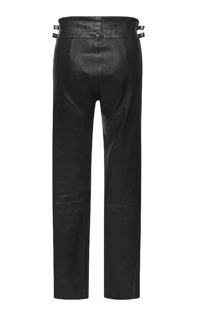 Shop Isabel Marant Meydie Buckle-embellished Stretch Leather Pant In Black