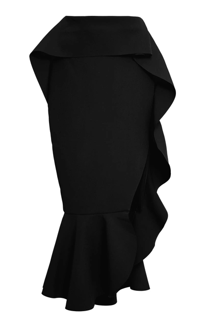 Shop Rachel Gilbert Adelaide Ruffle Slit Skirt In Black