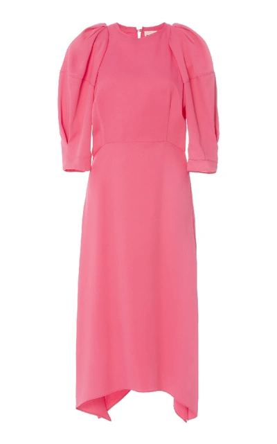 Shop Khaite Asymmetric Cutout Crepe Midi Dress In Pink