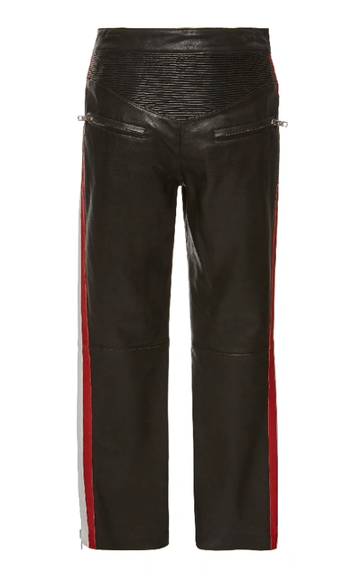 Shop Isabel Marant Étoile Aya Striped Leather Skinny Pants In Black