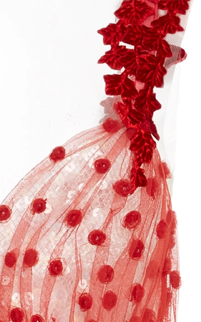 Shop Rodarte Butterfly Tiered Tulle Maxi Dress In Red