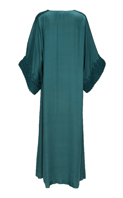 Shop Bthaina Embroidered Jersey Caftan In Green